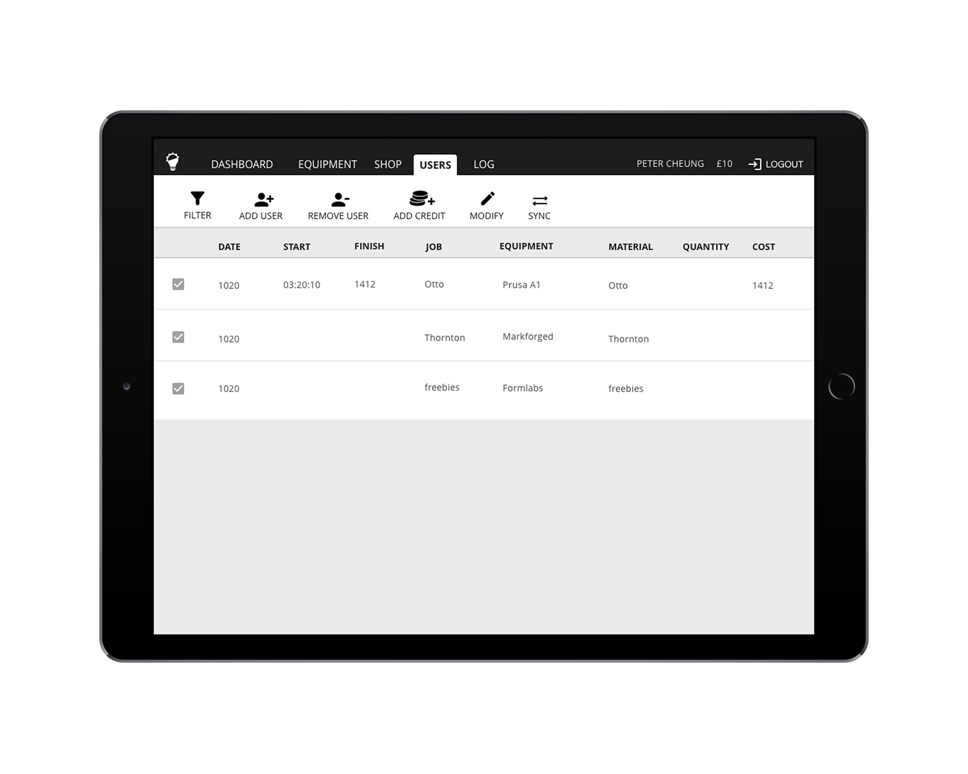 Ideas Lab Makerspace User Management Mockup